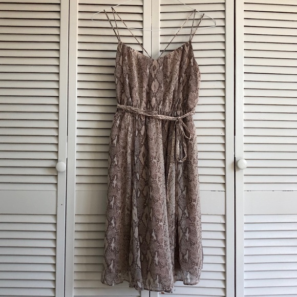 Banana Republic Animal Snake Python Print Blouson Waist Flowy Slip Dress XS PXS - Picture 3 of 10